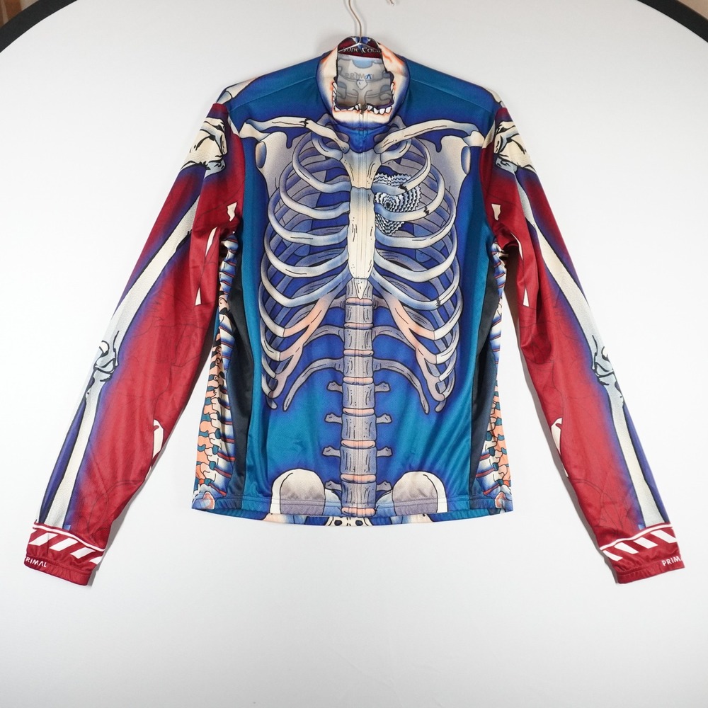 Primal Wear Cycling Jersey Mens LG Blue Skeleton Bone Collector Long Sleeve NWT